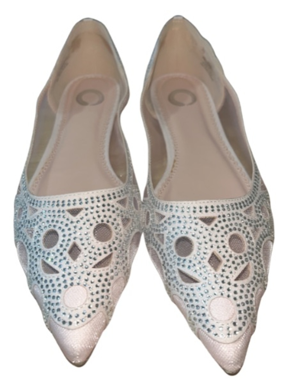 Journee Collection Batavia Rhinestone Pink Mesh Pointed Toe Ballet Flats Size 8
